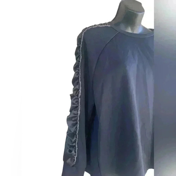 Calligraphie women’s black top blouse embellished sleeves Size L NWOT - Picture 6 of 7